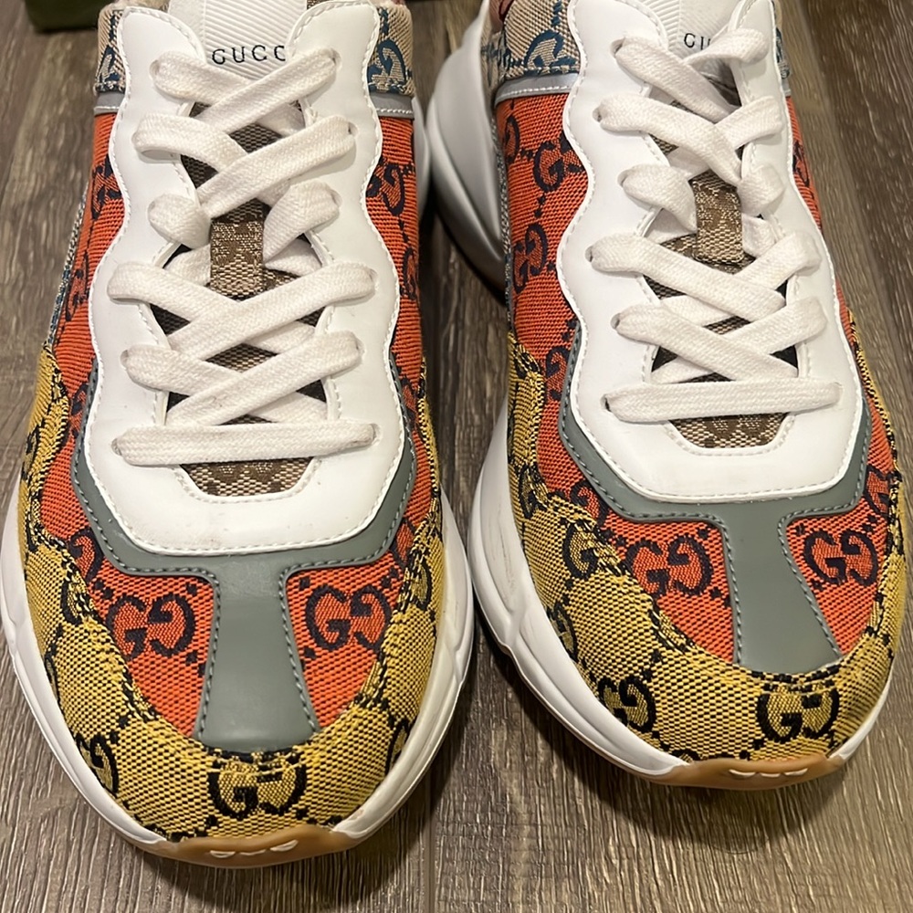🧡💛Gucci Rhyton GG Multicolor Sneaker Sz 38 - Picture 4 of 13